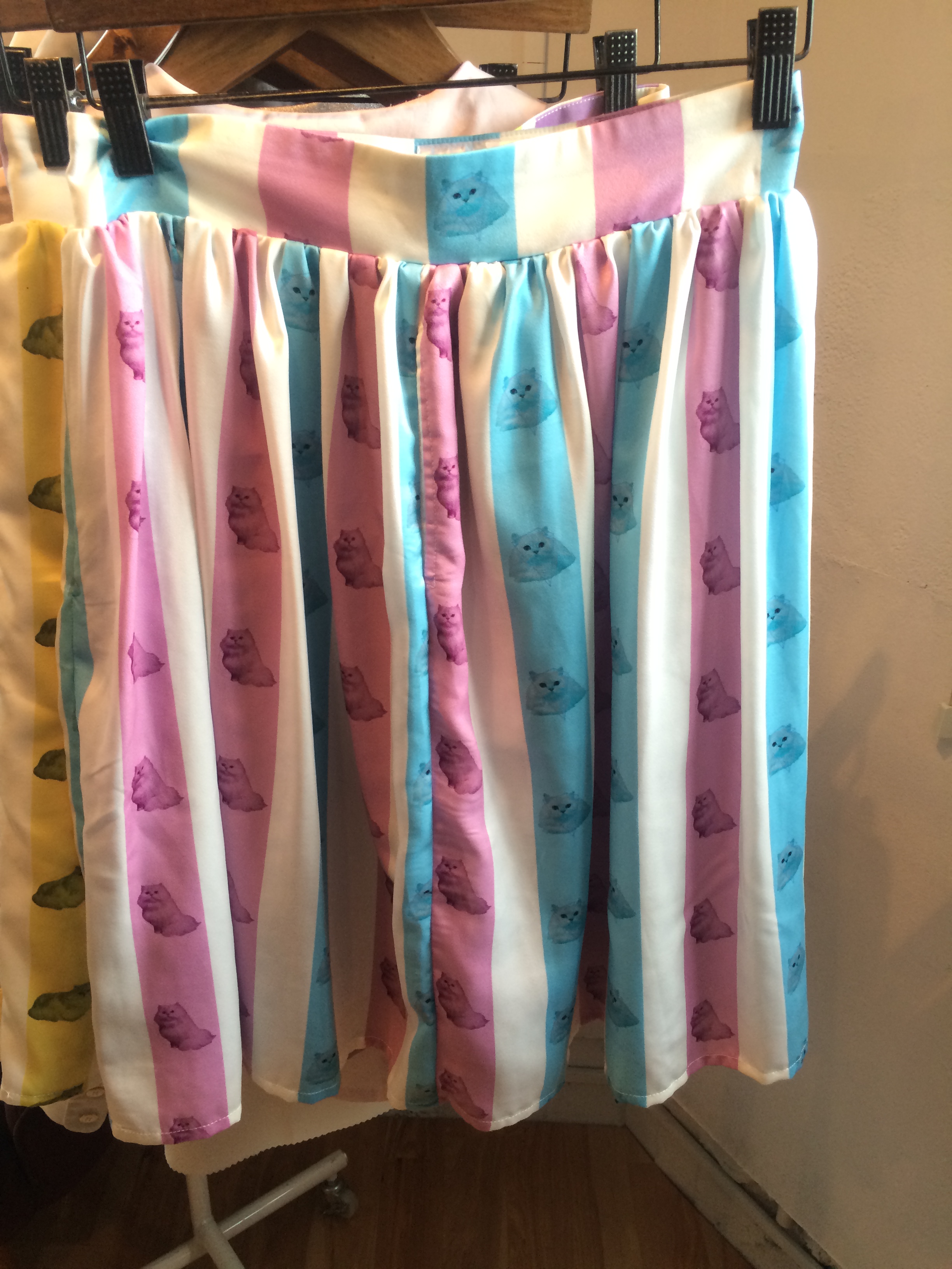 033-103 パステル猫ストライプスカート ピンク 18,000+税